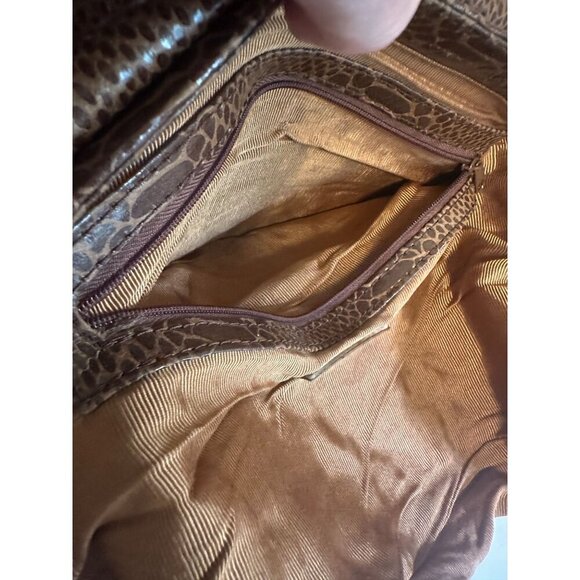 Aldo Brown Snake Print‎ Faux Leather Clutch Bag With Magnetic Snap Closure - Picture 14 of 16